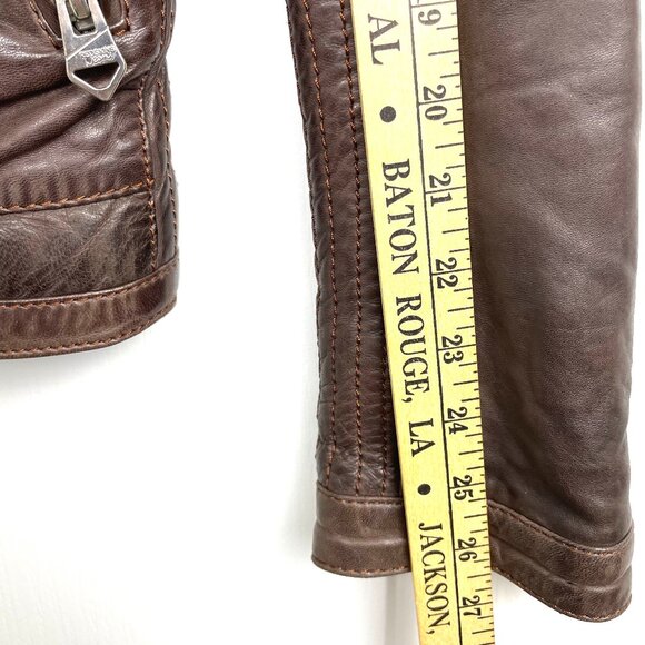 Redskins Casual Motorcycle Biker Genuine Leather Brown Jacket (Unisex) Size M - Picture 13 of 15